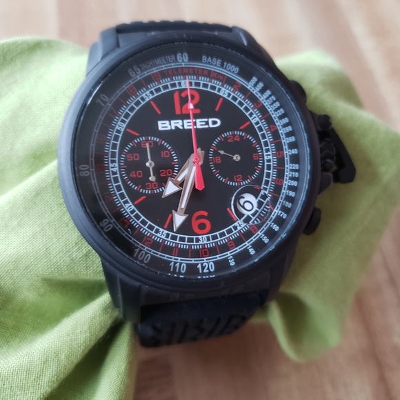 Mens Breed Athletic Watch Black & Red - Picture 2 of 9